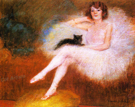 Ballerinas And Black Cats By Pierre Carrier Belleuse by Cat Artists