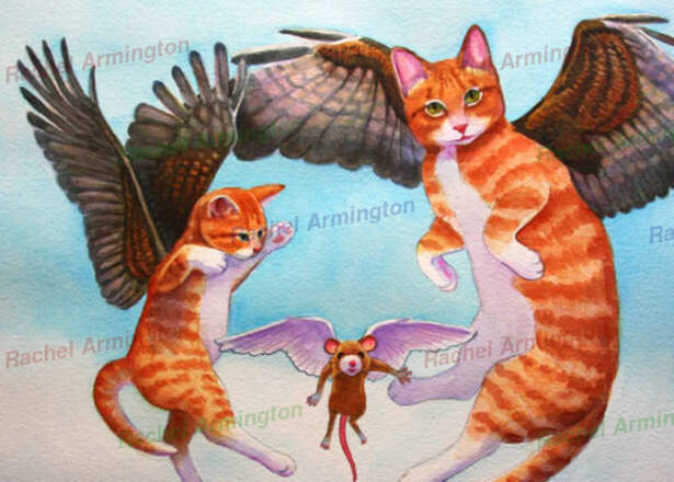 Angel Cat And Mouse Game Cat Calendar by Rachel Armington