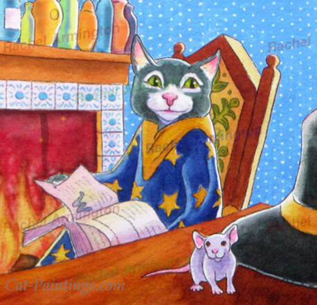 Magic Cat Grey Tuxedo Greyling Wizard by Rachel Armington