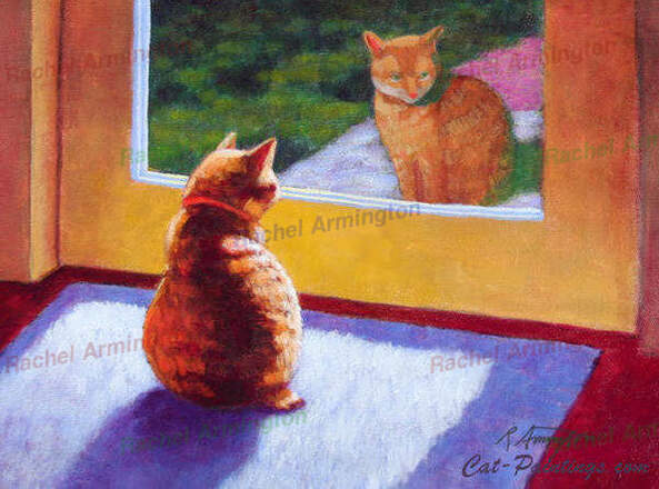 Orange Tabby Cat Manx Sun Guardian by Rachel Armington