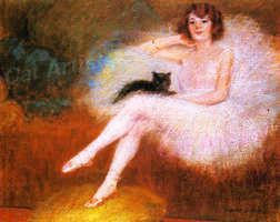 Ballerinas And Black Cats By Pierre Carrier Belleuse by Cat Artists