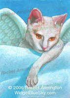 Aceo Angel Cat Card by Rachel Armington